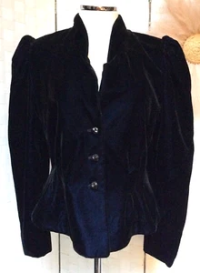 VTG WENGER Floral Velvet Puff Sleeve Navy Austrian Edwardian Blazer Jacket 40 - Picture 1 of 23