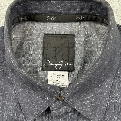 Sean John Vintage Denim Jean Shirt Mens  XL Short Sleeve Button Snap - Image 1 of 4