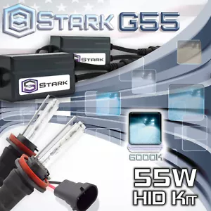 Stark 55W Micro HID Fog Light Slim Xenon Kit - H11 H9 H8 6K 6000K Ice White (R) - Picture 1 of 4