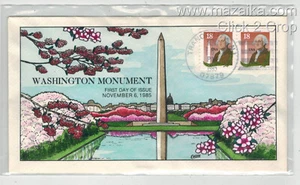 1980s COLLINS HANDPAINTED 2149 GEORGE WASHINGTON MONUMENT CHERRY BLOSSOMS - Picture 1 of 1