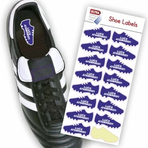 UltraStick Shoe Nametapes/Tag Waterproof Stickers personalised Football - BLUE - Picture 1 of 11