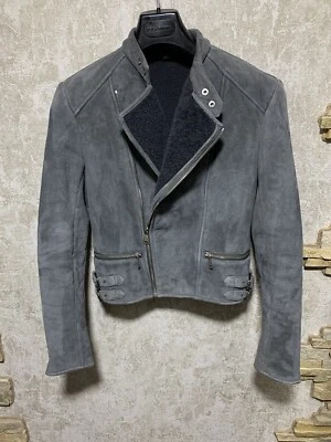 Ralph Lauren black label grey lambskin shearling leather biker jacket - Image 1 of 4
