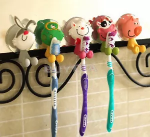 Cartoon Animal Toothbrush Holder Wall Mounted Sucker Bathroom Suction Cup J*IL - Picture 1 of 9