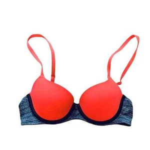 PINK Victoria's Secret T shirt Bra 34A Neon Multi Color Adjustable Smooth Lined - Picture 1 of 6