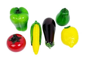 Vintage Murano Stil mundgeblasenes Glas Obst & Gemüse 6 Stück - Bild 1 von 7