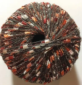 Gingham Glitz Ladder Yarn Dark Horse Beautiful B103 Red White + Silver Ribbon - Picture 1 of 5