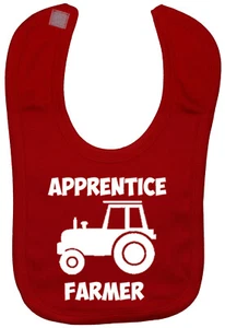 Apprentice Farmer Baby Feeding Bib Newborn-3 years Touch Attach Girl Boy Gift - Picture 1 of 6