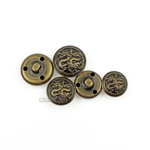 12 PIEZAS Traje Vintage Dragón de Bronce Hueco Metal Vástago Botón Costura Adornos - Imagen 1 de 4