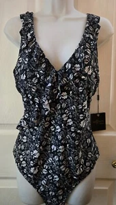 Nip Tuck Swim One Piece Navy & White Swimsuit Slimming Women's Size 10 NEW - Picture 1 of 9
