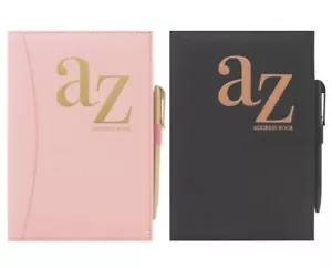 A5 Address Book A to Z Index Padded Cover Home Office Telephone Email With Pen - Picture 1 of 5