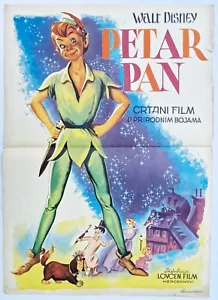 PETER PAN WALT DISNEY 1955 EINZIGARTIGES SELTENES VINTAGE EXYUGO FILMPOSTER - Bild 1 von 2