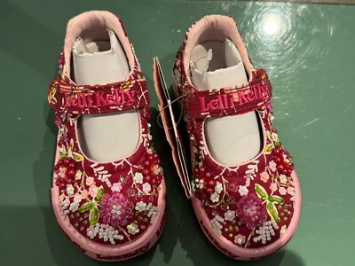 Lelli Kelly MILLY Wine Red Mary Janes Dolly Shoes LK Beaded Flowers New Floral - Image 1 of 4