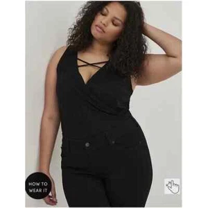 Torrid Surplice Strappy Bodysuit Lace Black Size 5X - Picture 1 of 8
