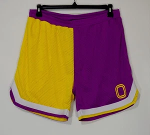Men's ~OT~ Overtime Yellow & Purple Rivalry Jersey Shorts Elastic Waist Sz Large - Picture 1 of 10