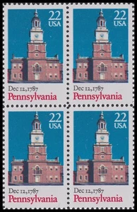 US 2337 Statehood Pennsylvania 22c block 4 MNH 1987 - Picture 1 of 1