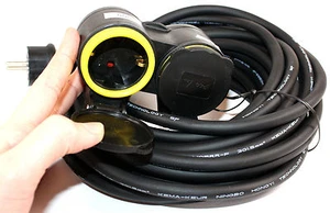 VERLÄNGERUNGSKABEL 10m GUMMI DOPPEL SCHUKO KUPPLUNG STECKDOSE 220V IP44 576 - Bild 1 von 7