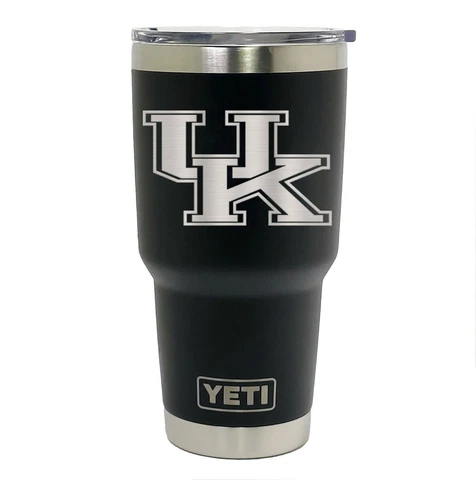 KENTUCKY WILDCATS YETI Laser Engraved 20 or 30 oz. Black Stainless Steel Tumbler Cover
