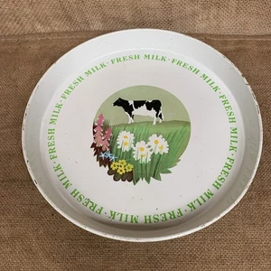 National Dairy Council Cow Milk Metal Tin Round Tray Vintage Cottage Farm - Picture 1 of 7