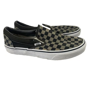 Vans Slip On Shoes Mens Size 9.5 Black White Checkerboard Classic Skate Canvas - Picture 1 of 12