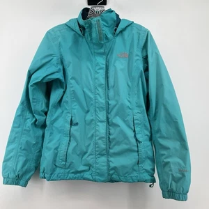 North Face Jacket Womens Hooded Small Teal Full Zip Hyvent Windbreaker Rain - Picture 1 of 14