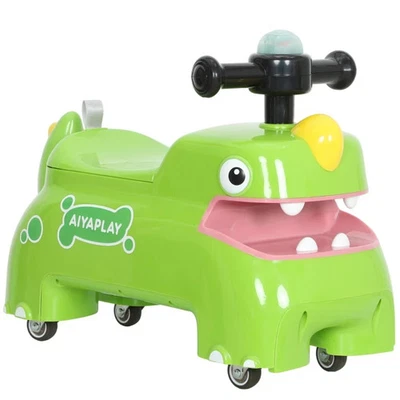 AIYAPLAY Kids Ride On Car Dinosaur Shape Toddler Walker Light Sounds Gift Green - Image 1 of 4