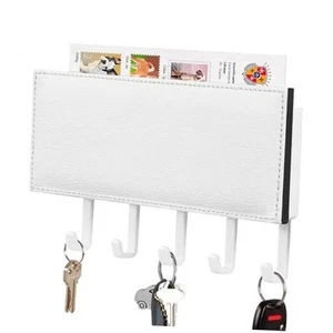 Customized Key Holder with 5 Hooks, Personalized Key Hooks for Wall, PureWhite - Picture 1 of 8