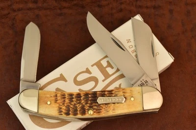 CUCHILLO CASE XX EE. UU. ÁMBAR QUEMADO ROGERS HUESO CERDO TB6339 SS ACERO AL CARBONO (29331 Foto 1 de 4