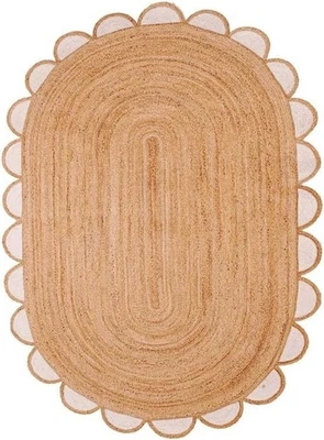 Alfombra ovalada ecológica alfombra de yute trenzada a mano reversible alfombra de regalo de inauguración de casa Foto 1 de 3