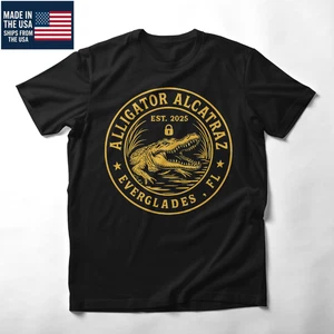 Alligator Alcatraz T-Shirt Florida Everglades Parody Design T-Shirt Funny Gift - Picture 1 of 3