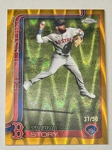 2025 Topps Chrome #232 Trevor Story Gold Raywave #'d /50 Boston Red Sox - Picture 1 of 2