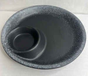 New Ceramic Dumpling Dinner Plate with Dipping Saucer 10" Round Black Dish Plate - Picture 1 of 5