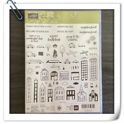 Estampillas de 2 pasos de anfitriona Stampin’ Up IN THE CITY edificios coches aviones frases NUEVO Foto 1 de 2