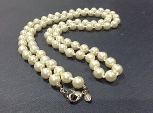 Vintage Monet 8mm Champagne Pearl Necklace Glass Beads Knotted Signed 80cm #033 - Picture 1 of 6