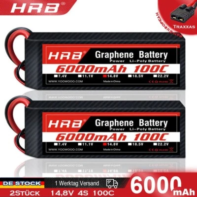 2Stück Graphen HRB 14,8V 6000mAh 4S Lipo Akku für RC Traxxas X-Maxx Maxx UDR XRT - Bild 1 von 4