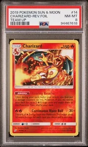 PSA 8 Charizard Reverse Foil Team Up #14 2019 Pokemon Sun & Moon 94467618 - Picture 1 of 2