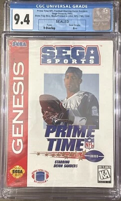 NFL Prime Time Football w/ Deion Sanders Sega Genesis Video Game CGC Graded 9.4 - Image 1 of 2