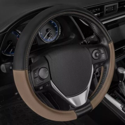 CATERPILLAR Dos Tonos Cuero Empuñadura Ergonómica Volante Cubierta Ajuste Universal Foto 1 de 4