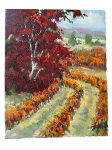 Pintura de paisaje original al óleo sobre lienzo EVA SZORC "Fall Vines" - Imagen 1 de 6