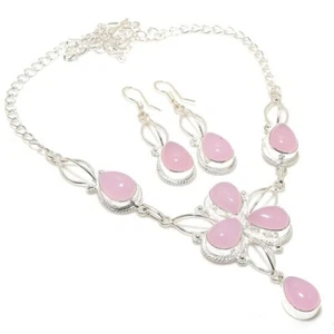 Rose Quartz Gemstone Handmade 925 Sterling Silver Jewelry Necklaces Sz 18" - Picture 1 of 1