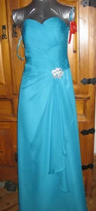 Women's occasion bardot bridesmaid evening maxi dress Turquoise S (8-10) BNWT - Picture 1 of 19