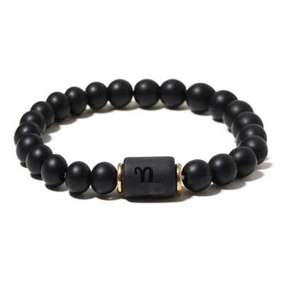 Zense - Pulsera elástica Capricornio Zodíaco negro con cuentas de ónix ZB0390 - Imagen 1 de 4
