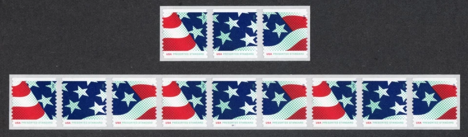 4961-3 plate number strip of 9 (PNC9) + 4963a strip of 3 - Image 1 of 1