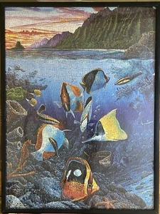 Pre Owned Ocean Fish Swimming Around The Coral Reef Framed Jigsaw Puzzle Framed - Picture 1 of 2