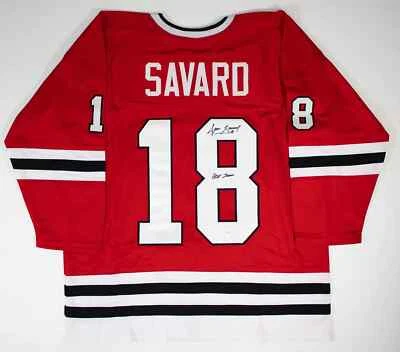 Camiseta firmada por Denis Savard de los Chicago Blackhawks inscrita en la corte 2000 (certificado de autenticidad JSA) Foto 1 de 4
