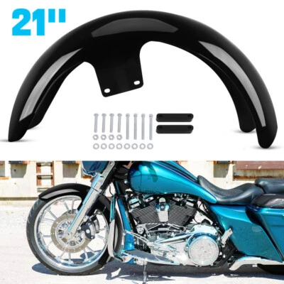 21"Wrap Vivid Black Front Fender For Harley Electra Street Road Glide Baggers Foto 1 de 4