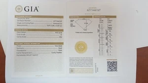 GIA Certificate 0.82ct Emerald Shape Cut Diamond D Color and VS2 Clarity - Picture 1 of 3