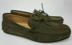 Tod's Gommino Driving Shoe Green Suede Tie Bow Men's Size 9