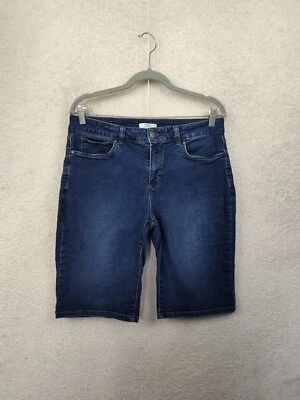 Croft Barrow Women Short 12 Blue Cotton Blend Straight Slim Fit Denim Bermuda - Image 1 of 4