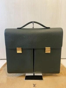 Louis Vuitton Leather Business Bag Auth Green Medium Women From Japan - Picture 1 of 20