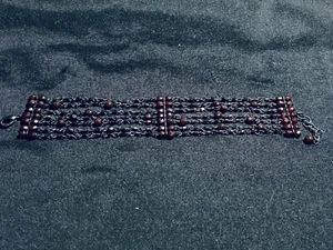 Black Chained Bracelet With Red Beads - Picture 1 of 2
